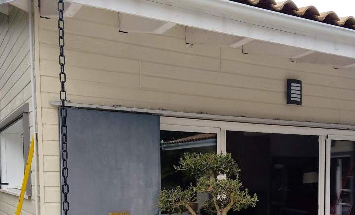 Auvent terrasse bois blanc solives La Rochelle