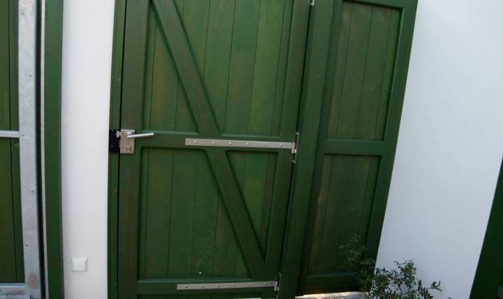 Portail grange vert bois lames chevrons La Rochelle
